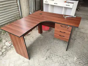 Dark Brown Lshape Office Desk