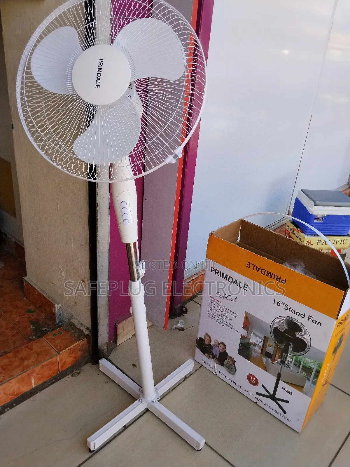 Primadel 16" Standing Fan | White | 3-Speed |