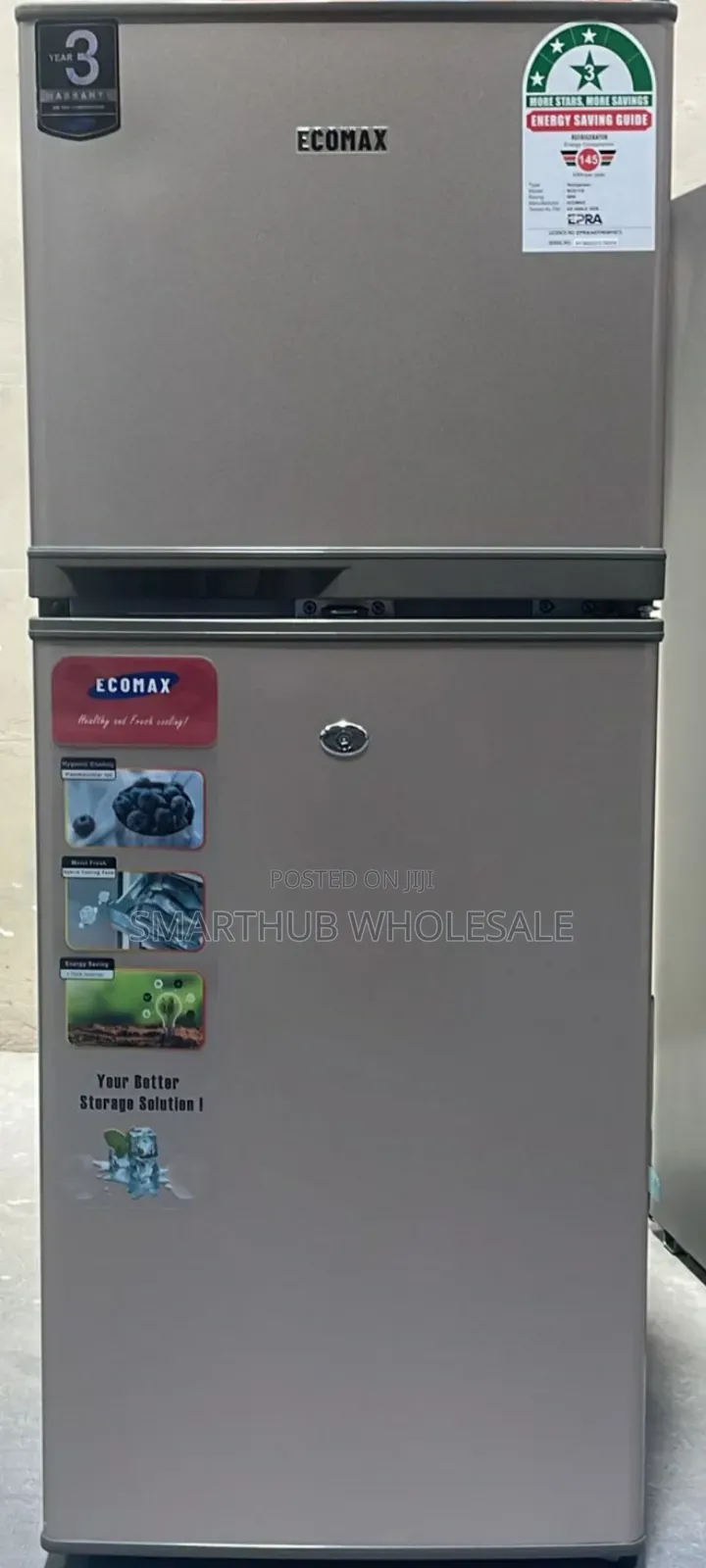 Ecomax 118l Double Door Fridge With 3 Stars Energy Saving Rating