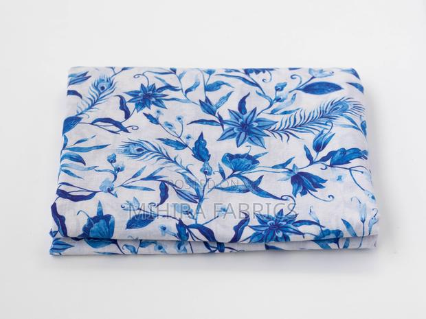 100% Cotton Fabric - White Navy Blue Florals - thumbnail 3