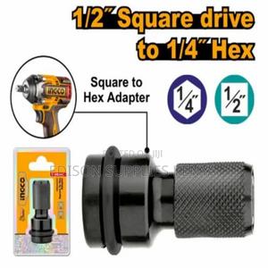 Ingco 1/2" Square Drive to 1/4" Hex Socket Adapter for Impact Wrench - thumbnail 2