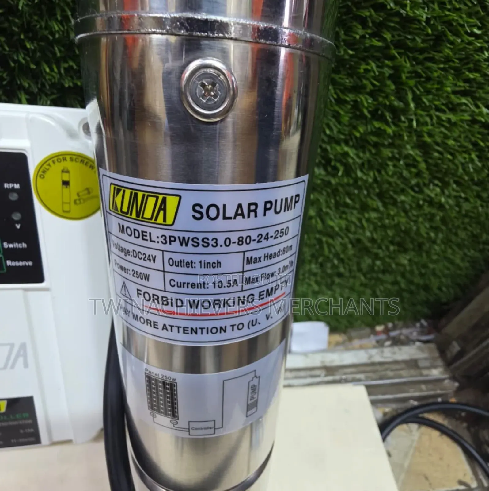 Solar Submersible Water Pump 80mtrs 250w(With Control Box)