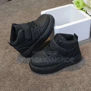 Pure White and Black Kids Sneakers