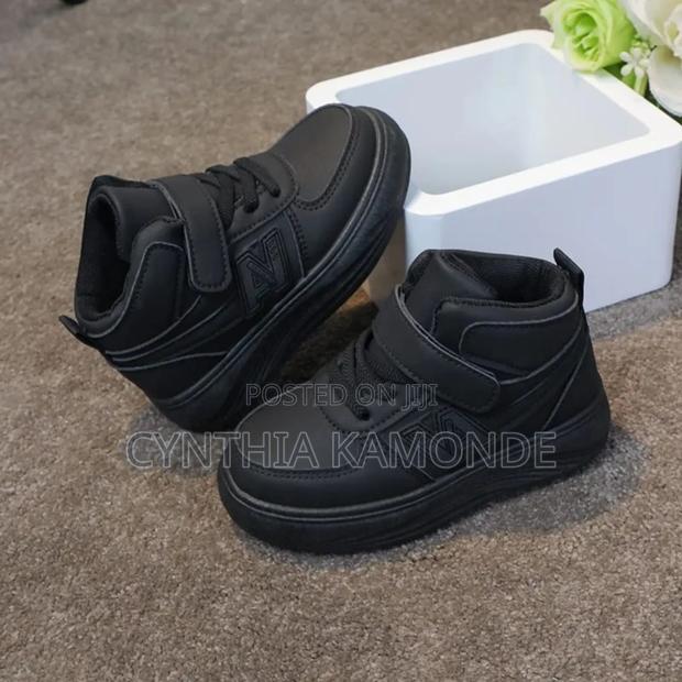 Pure White and Black Kids Sneakers - thumbnail 2
