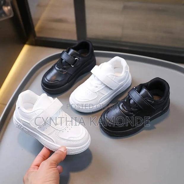 Pure White/Black Kids Sneakers