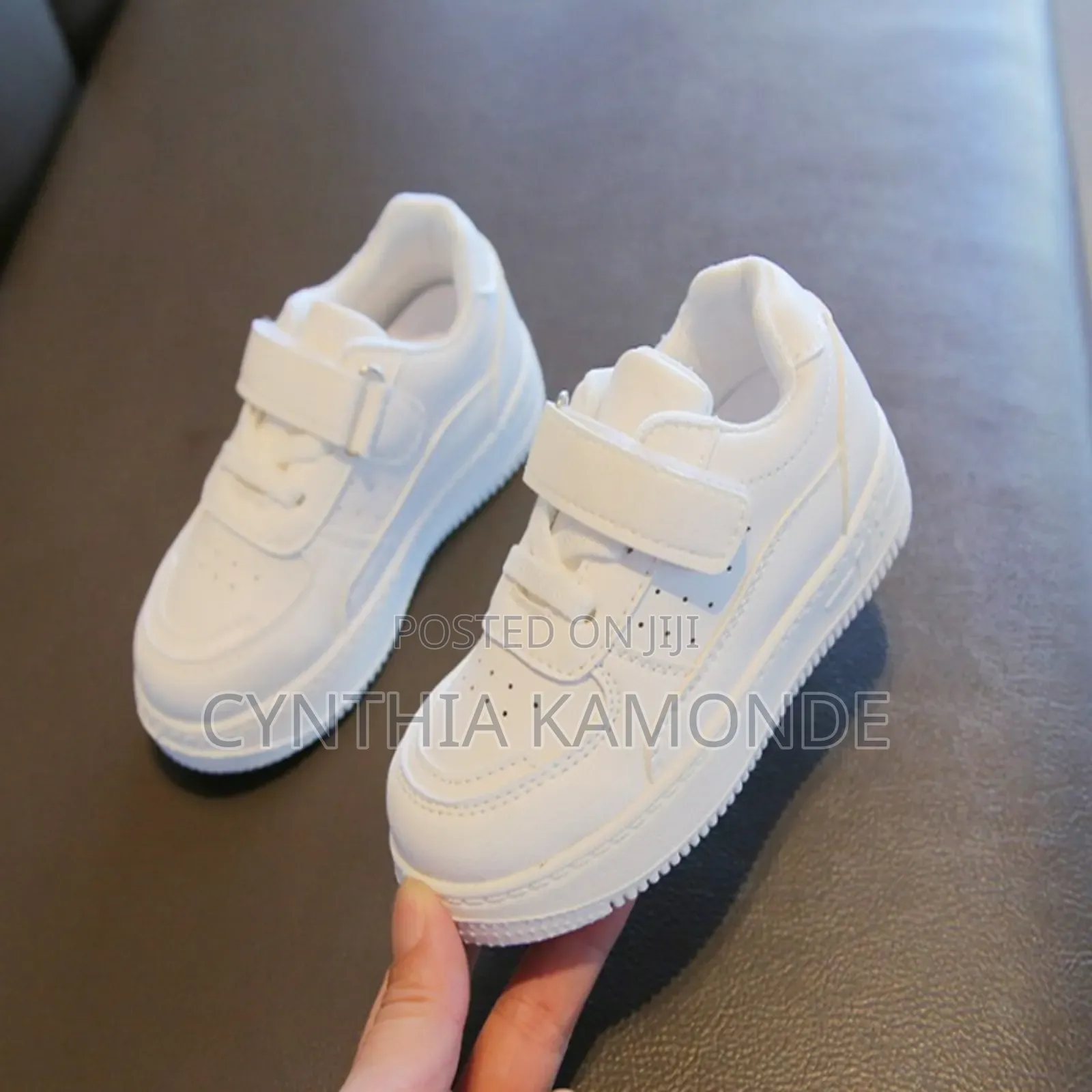 Pure White/Black Kids Sneakers