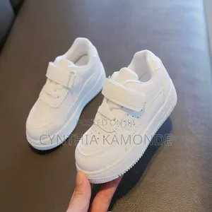 Pure White/Black Kids Sneakers