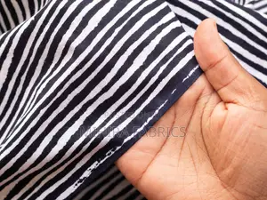100% Cotton Fabric - Black White Stripes