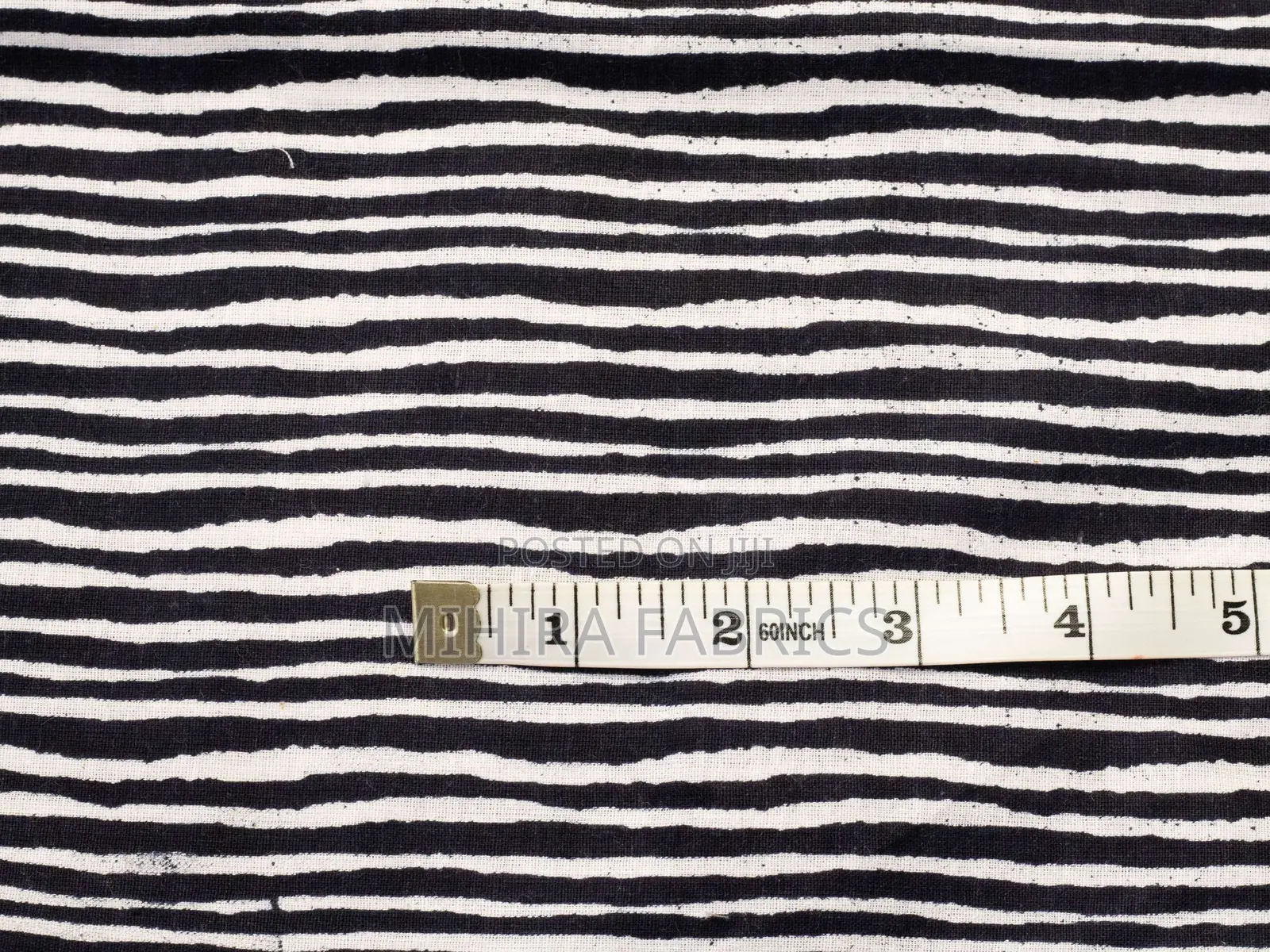 100% Cotton Fabric - Black White Stripes