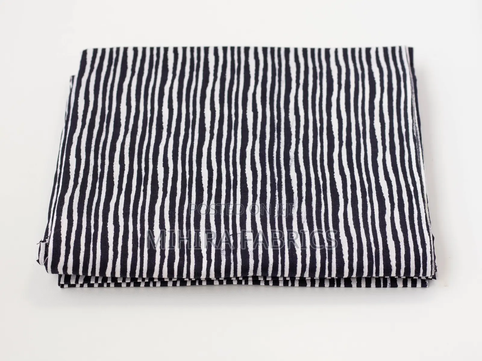 100% Cotton Fabric - Black White Stripes