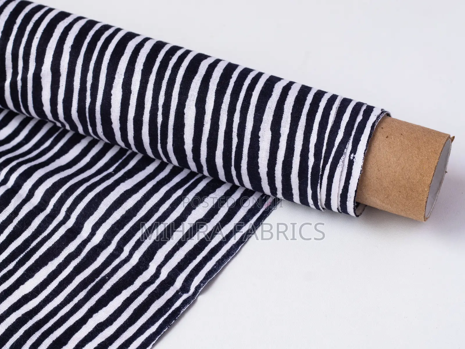 100% Cotton Fabric - Black White Stripes