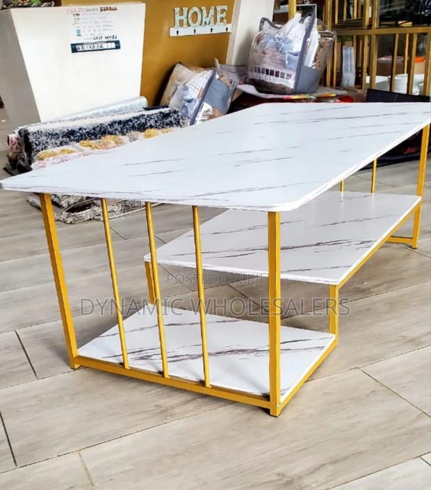 2-Tier Marble-Finish Coffee Table