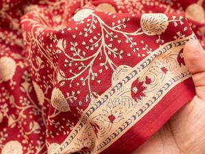 100% Cotton Fabric - Red Beige Pattern - thumbnail 2