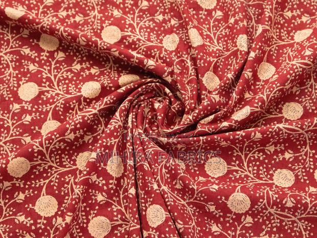 100% Cotton Fabric - Red Beige Pattern - thumbnail 3