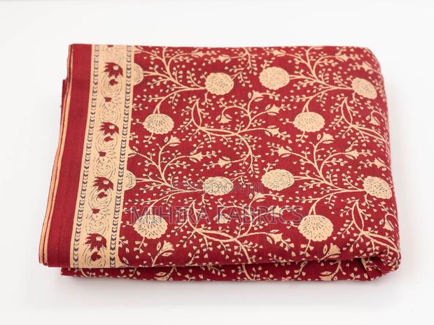 100% Cotton Fabric - Red Beige Pattern - thumbnail 4