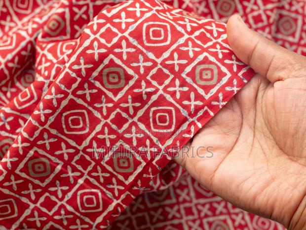 100% Cotton Fabric - Red Geometric Pattern - main view