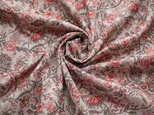 100% Cotton Fabric - Beige Pink Florals