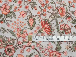100% Cotton Fabric - Beige Pink Florals