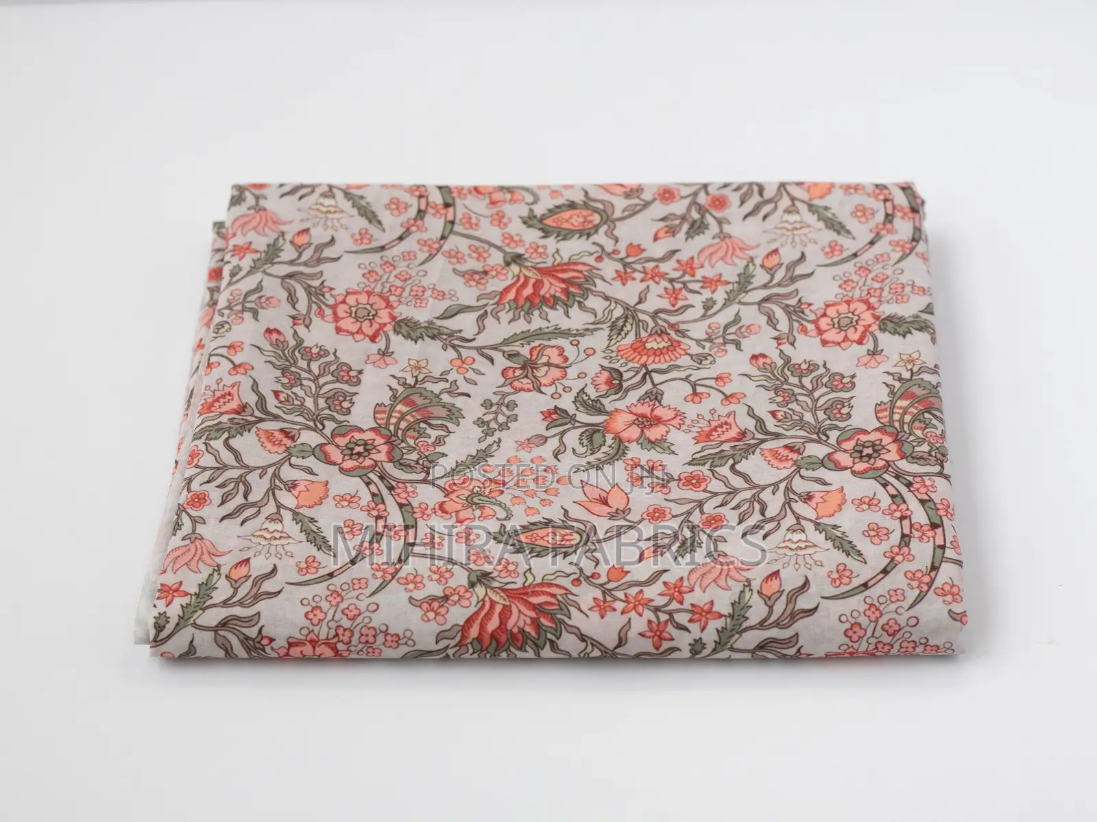 100% Cotton Fabric - Beige Pink Florals