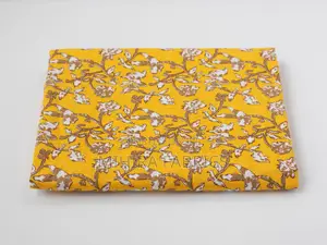 100% Cotton Fabric - Yellow Brown Florals