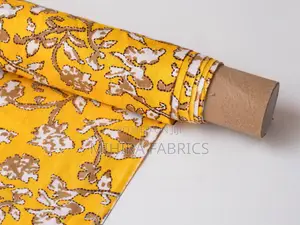 100% Cotton Fabric - Yellow Brown Florals