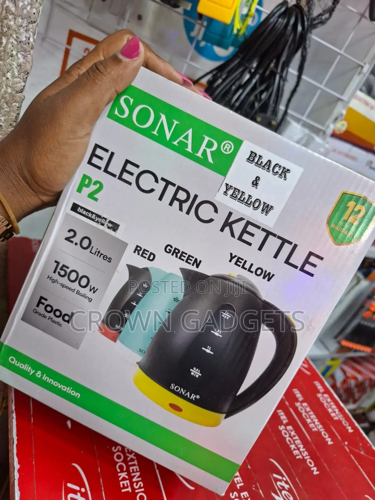 1500w Sonar P2 Plastic Electric Kettle With Safety Protection