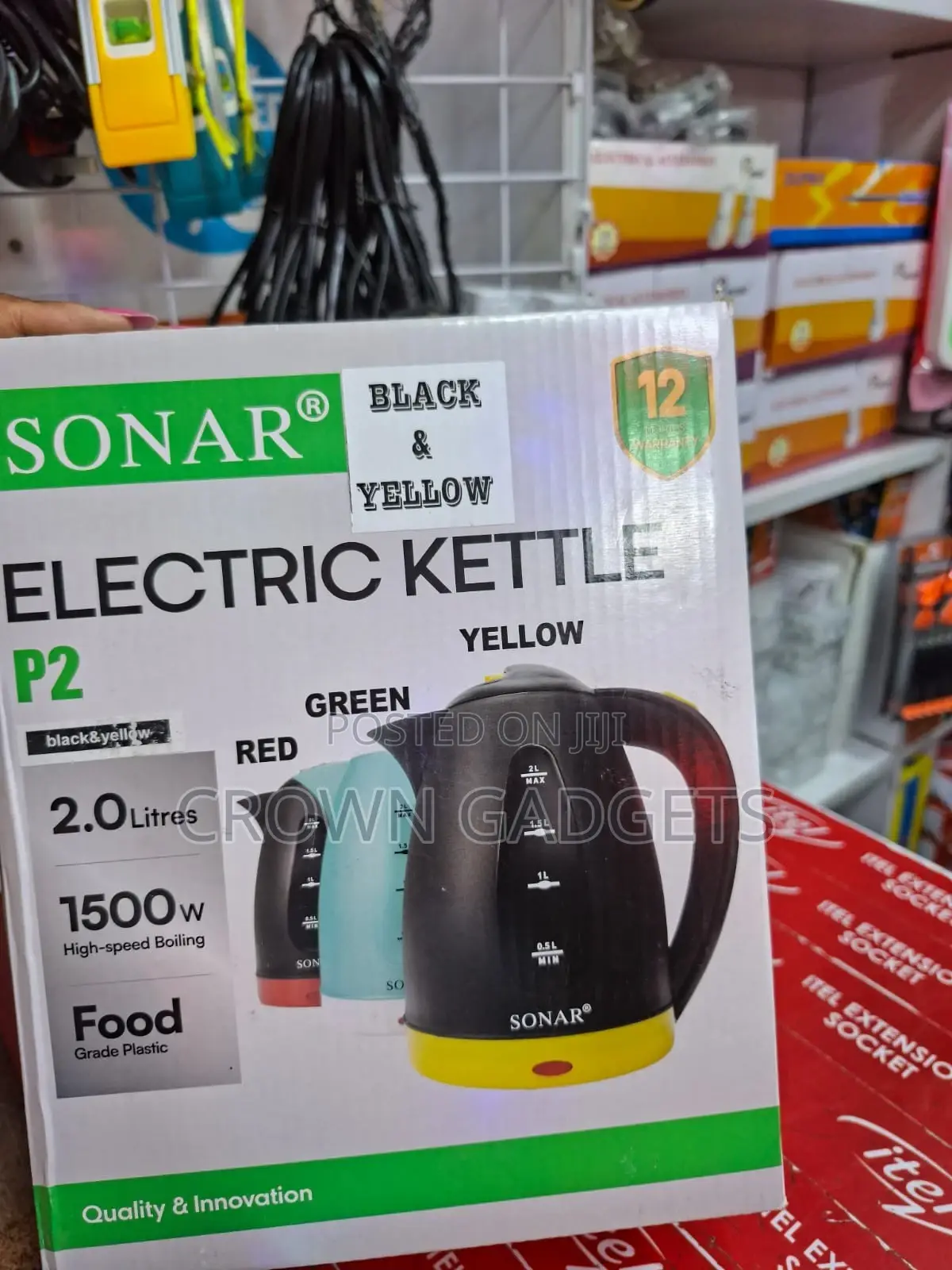 Fast Boiling Sonar P2 Electric Kettle 2l With 12-Month Warranty