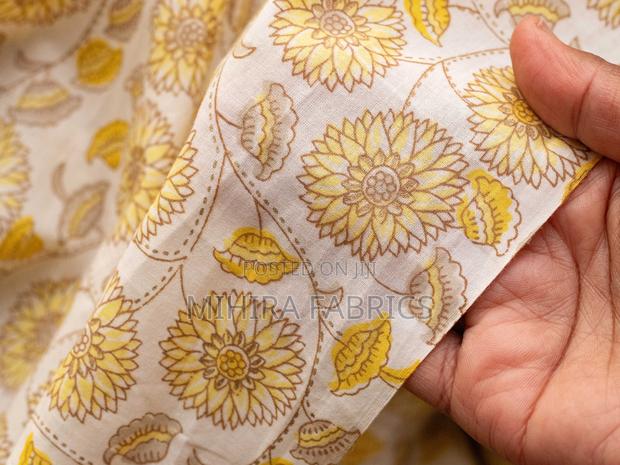 100% Cotton Fabric - Light Yellow Florals - main view