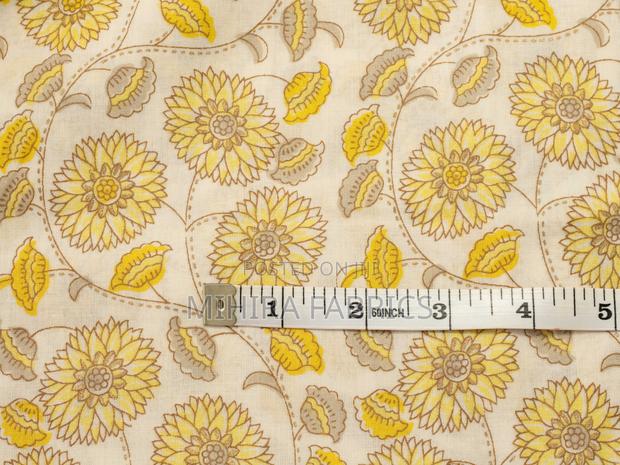 100% Cotton Fabric - Light Yellow Florals - thumbnail 4