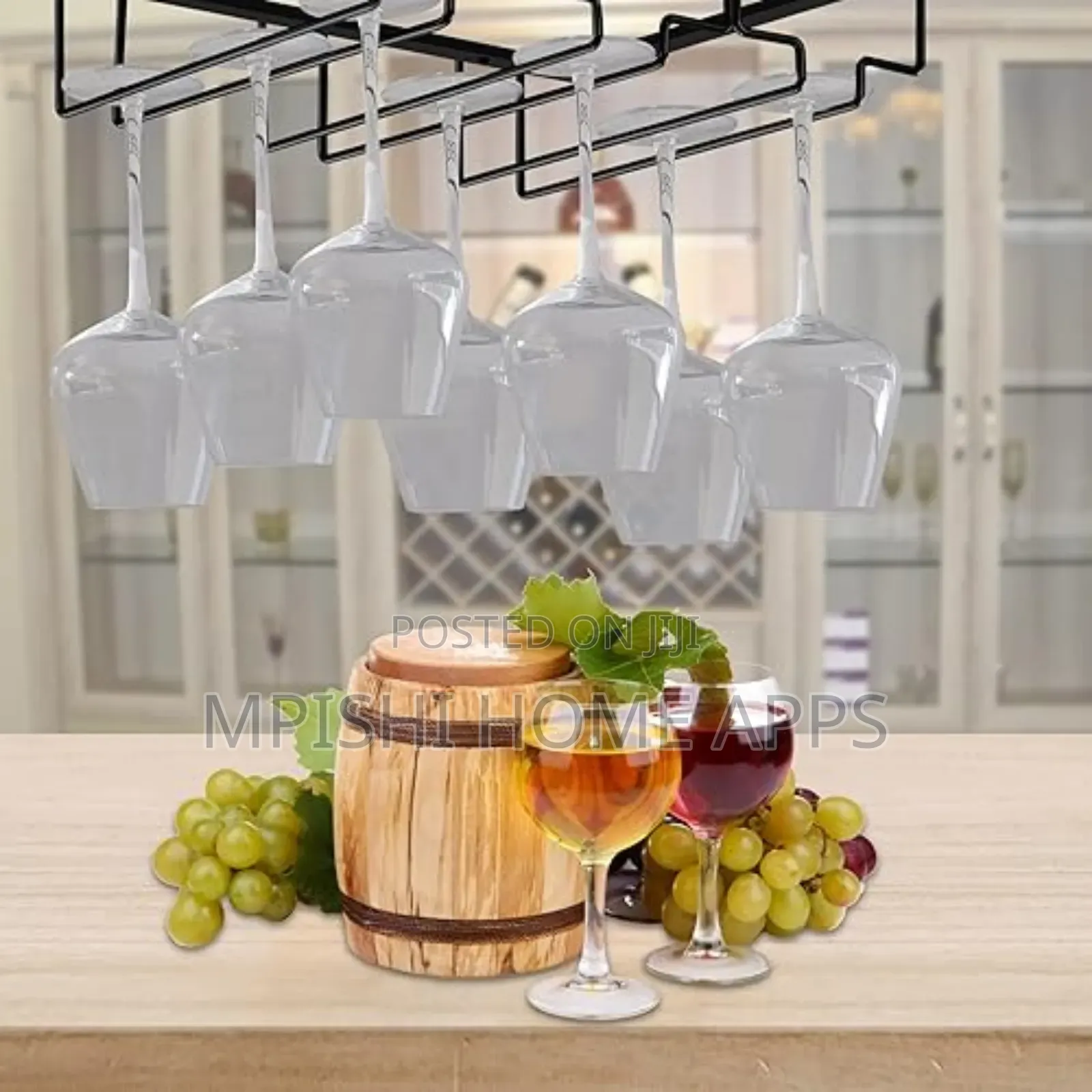 Under-Cabinet Metal Wine Glass Holder.