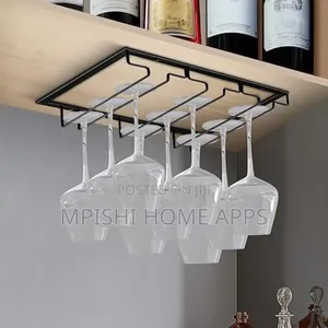 Under-Cabinet Metal Wine Glass Holder.