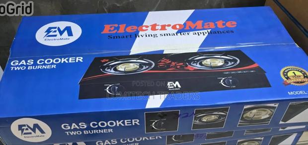 Electromate 2 Burner Glass Top Gas Cooker Double Burner - main view
