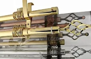 3m Double Golden , Silver Grey And Brown Adjustable Window Curtain Rod