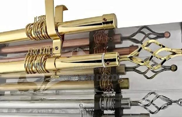 3m Double Golden , Silver Grey And Brown Adjustable Window Curtain Rod
