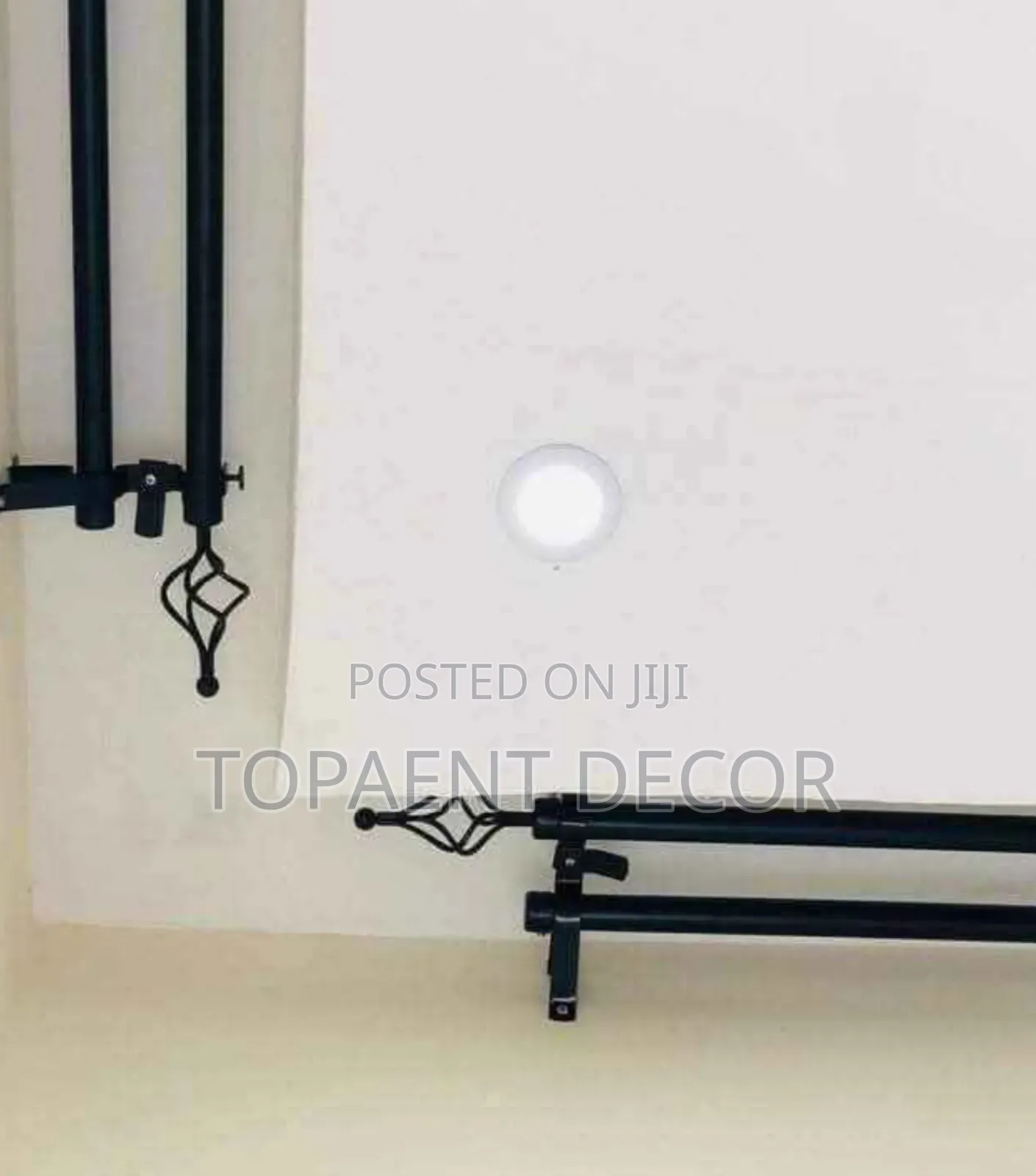 2m Black With Accessories Curtain Rods