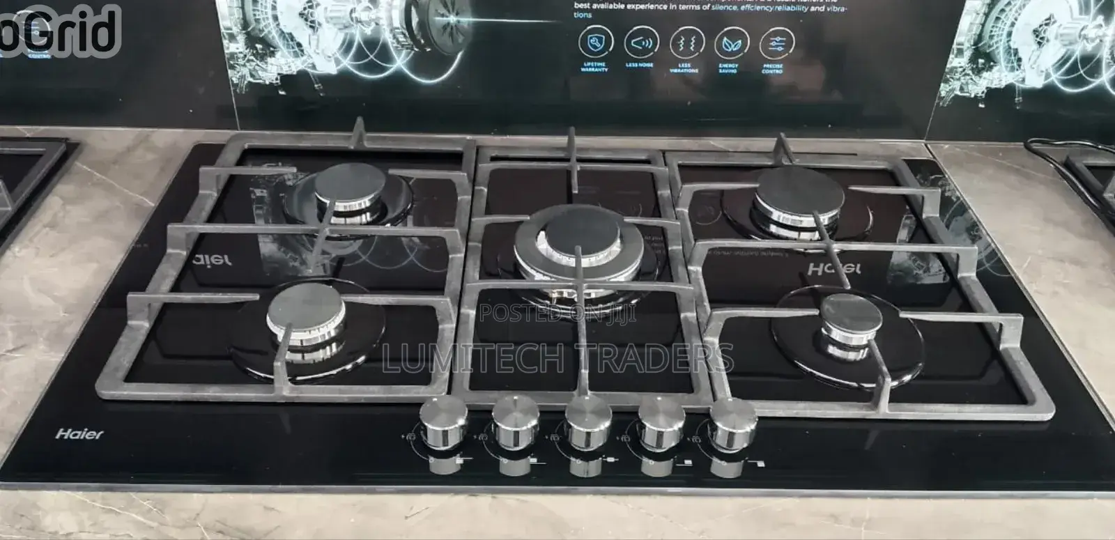 Haier 5-Burner Built-in Cooker Hob-S775b-Premium 75cm Glass Gas Hob