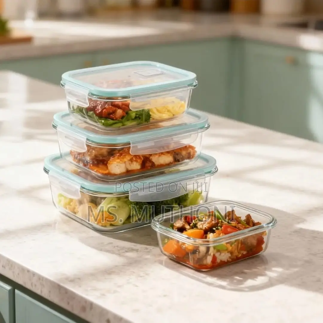 A Set of 4 Borosilicate Glass Food Storage Containers,