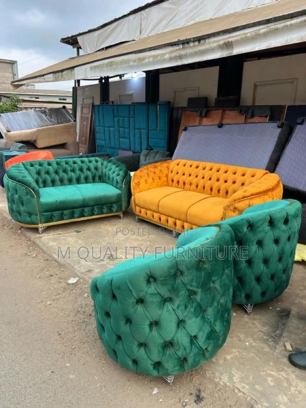 7-Seater Chesterfield Green and Yellow Set