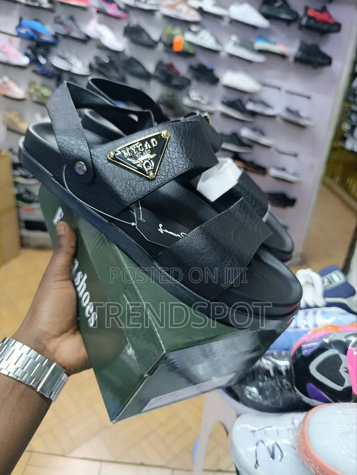 Men Open Shoes Black