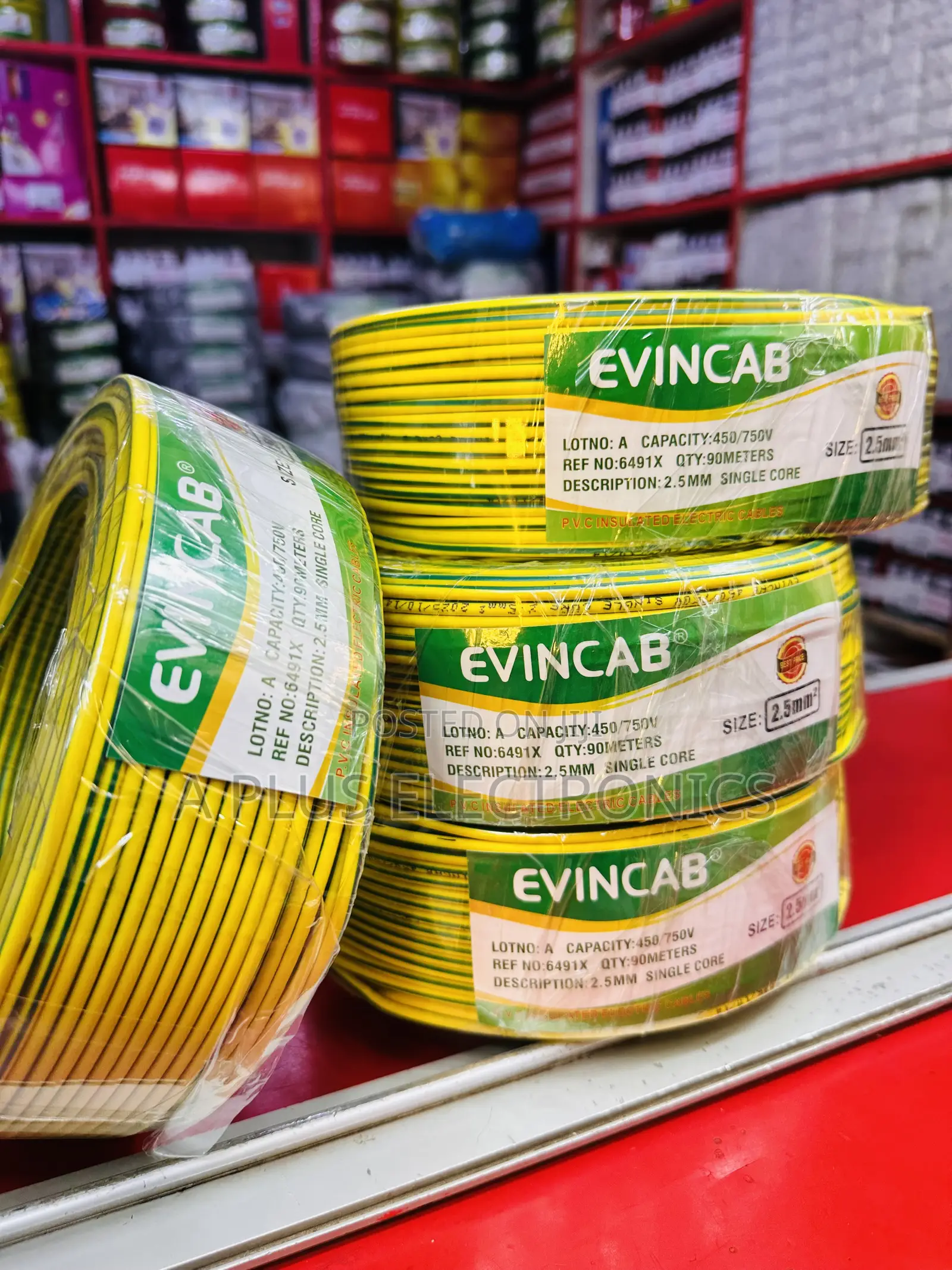 Evincab 2.5mm Single Core Wiring Cable 90m(Yellow Green) – High