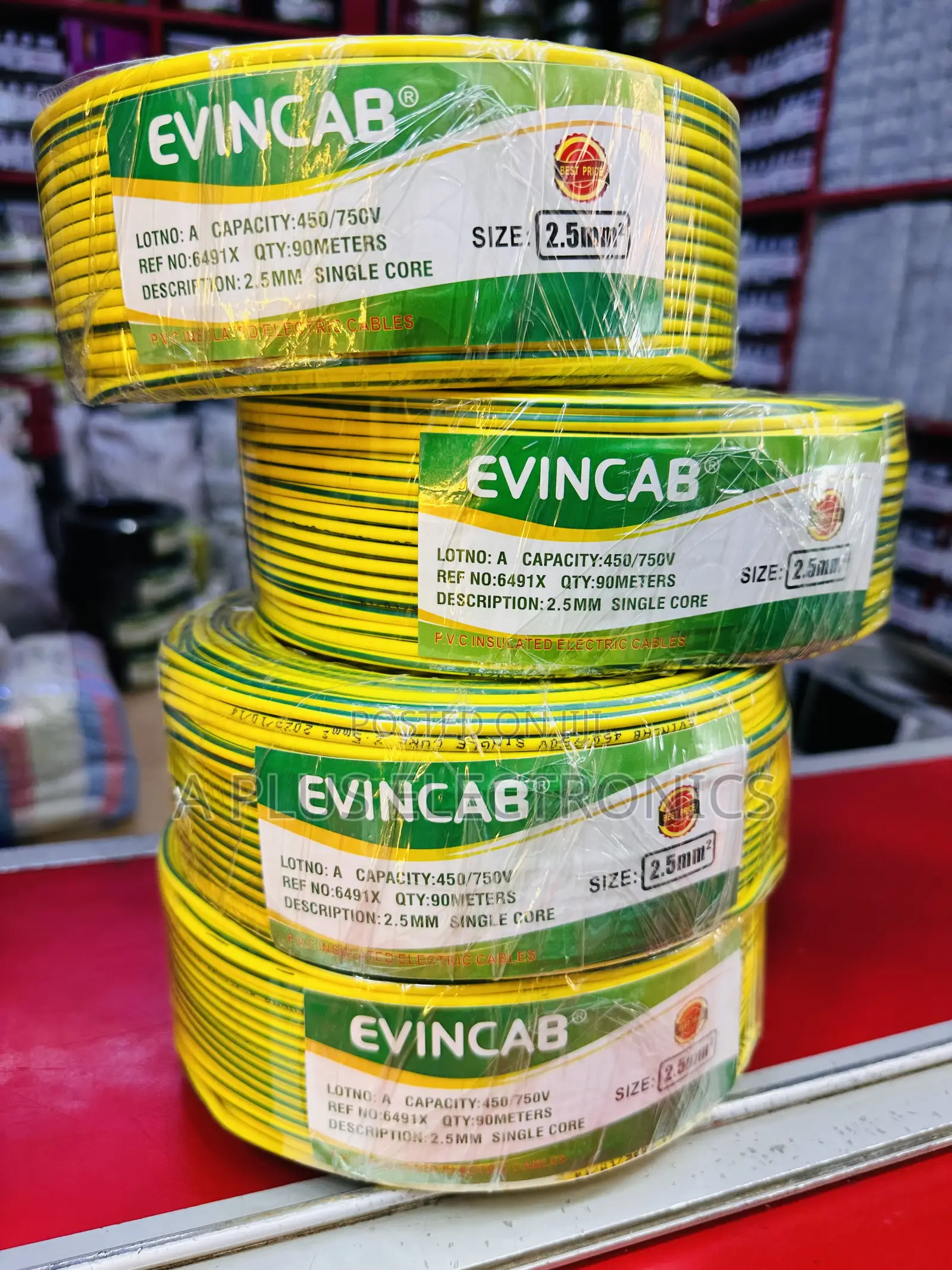Evincab 2.5mm Single Core Wiring Cable 90m(Yellow Green–Reliable Power