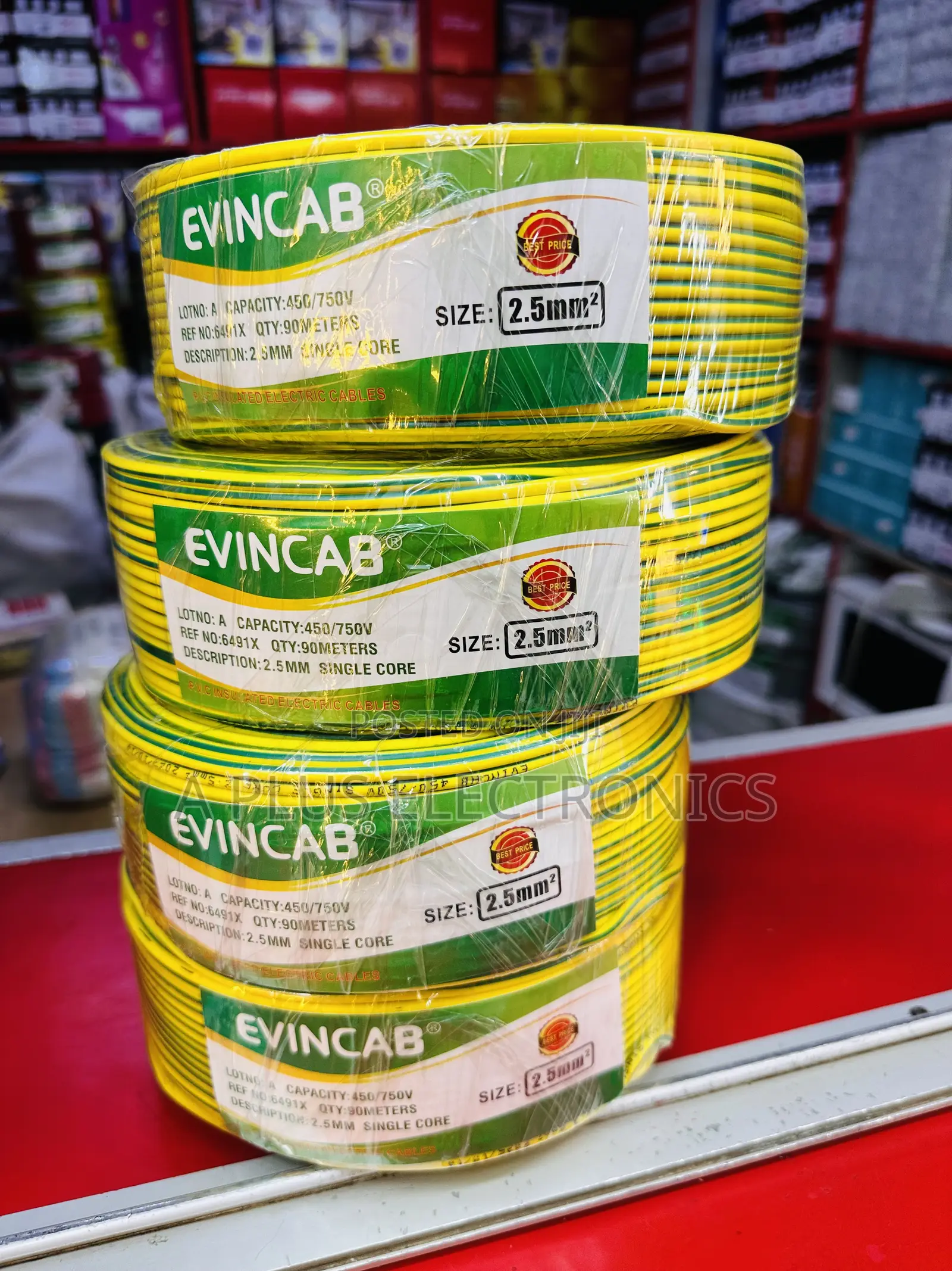 Evincab 2.5mm Single Core Wiring Cable 90m(Yellow Green–Reliable Power