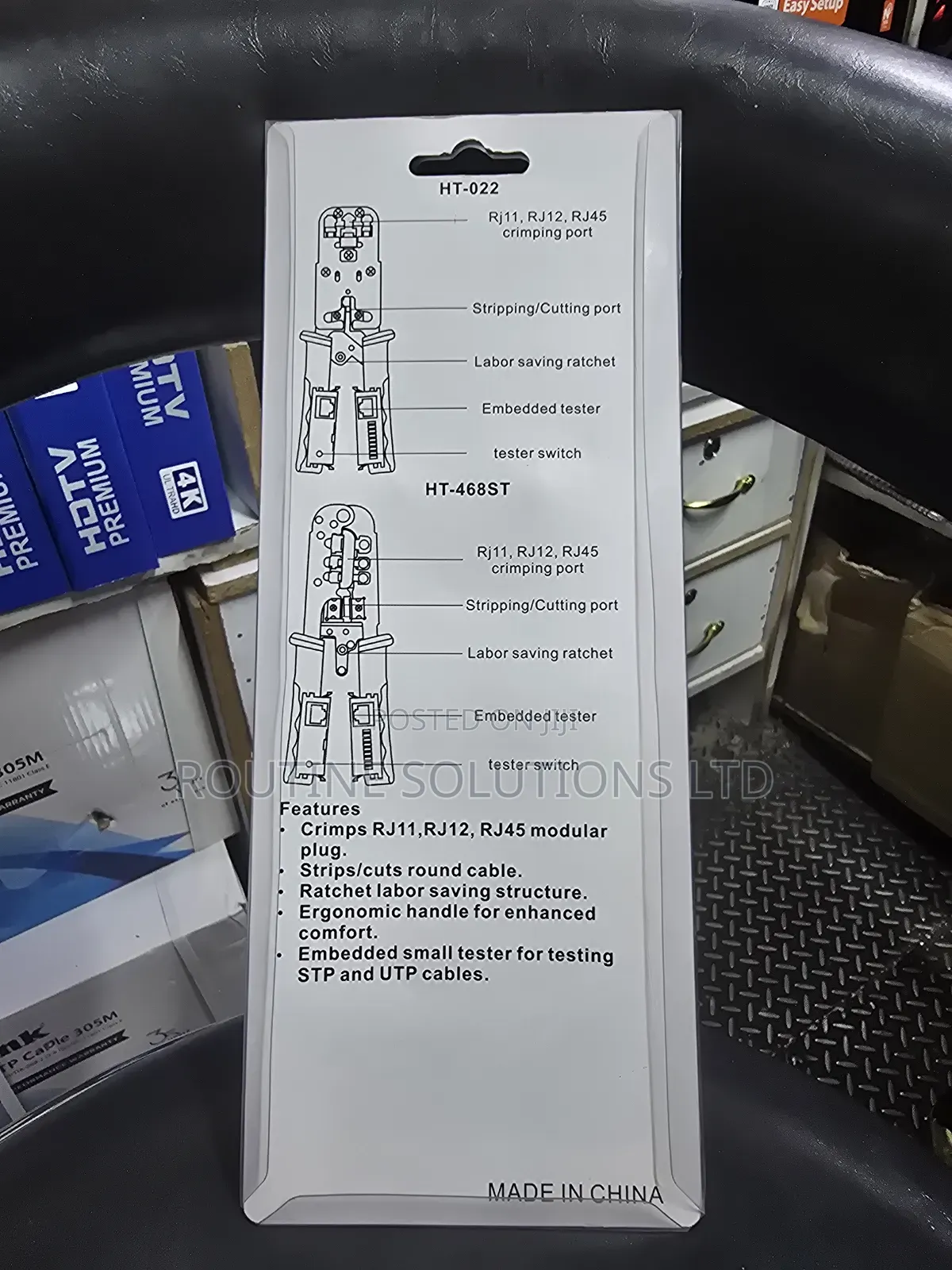 Rj45 / Rj11 Crimping Tool With Cable Teater
