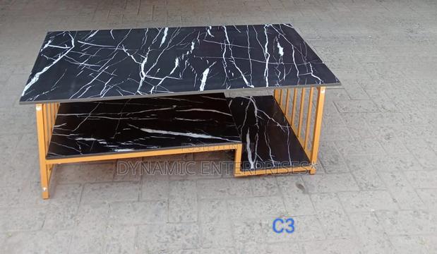 Modern Black Marble-Finish Coffee Table - main view