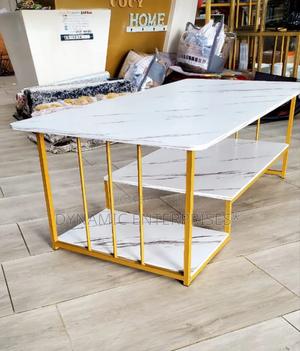 2-Tier White Marble Coffee Table - main view