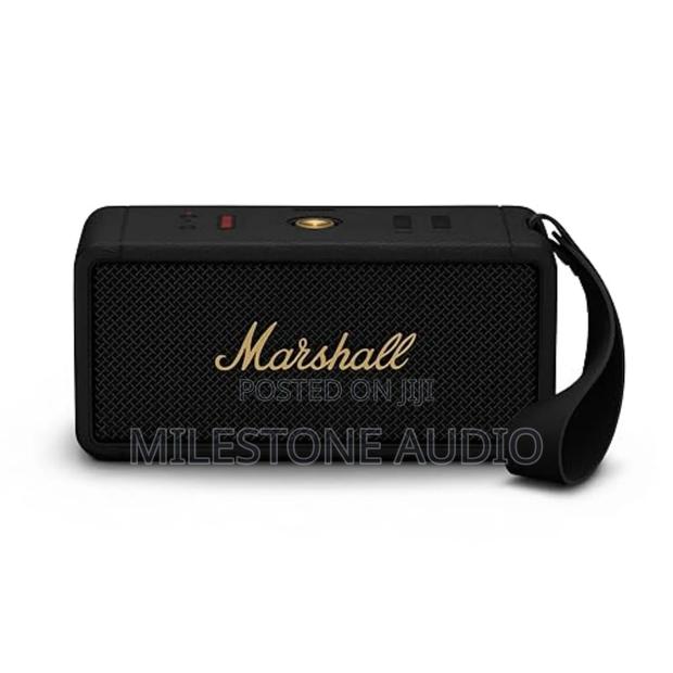 Marshall Middleton Portable Bluetooth Speaker, Black and Brass - main view