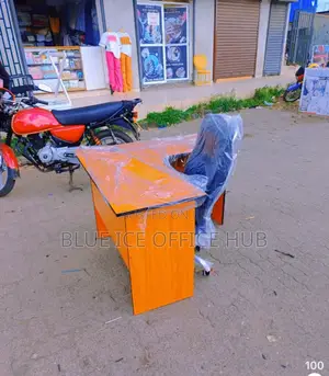 Lshape Office Desk and Leather Chair