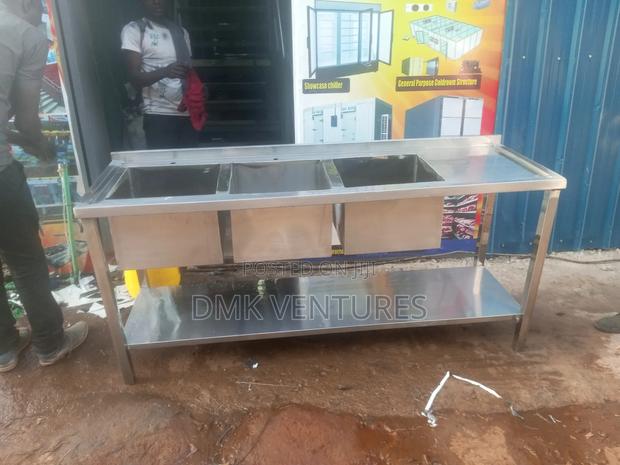 Exalted Plain Stainless Three Bowls Sink - main view