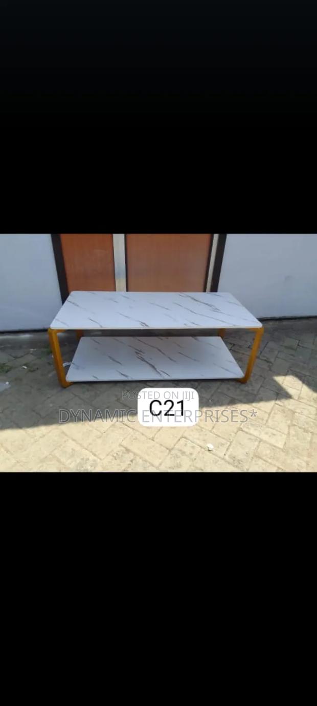 White Marble-Finish 2-Tier Coffee Table - main view