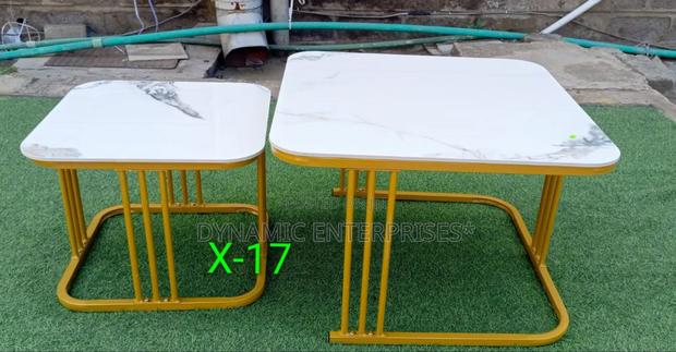 Modern Marble-Finish Nesting Coffee Table - main view